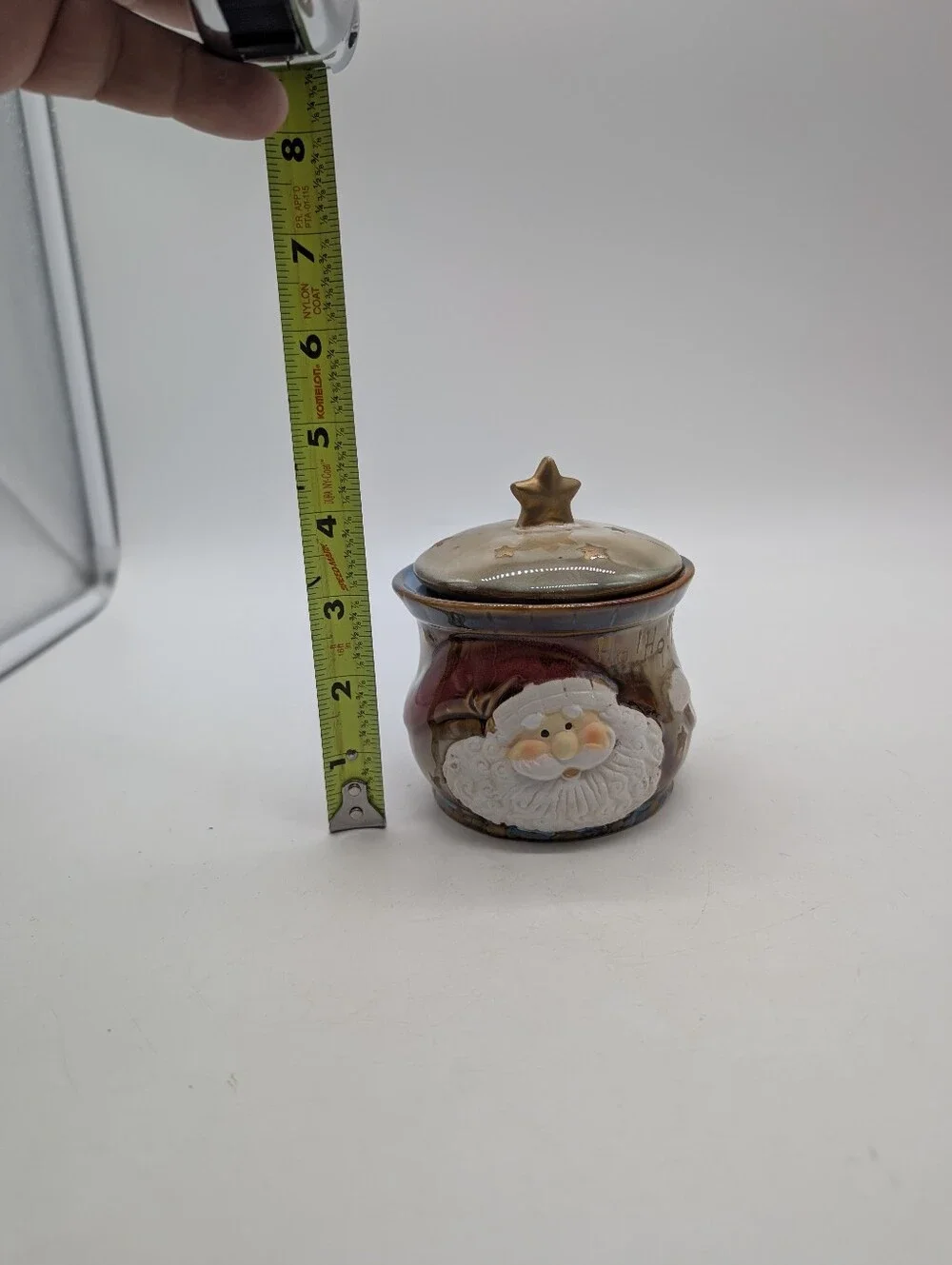 Greenbrier International Ceramic Santa Claus Lidded Mini Candy Jar / Sugar Bowl